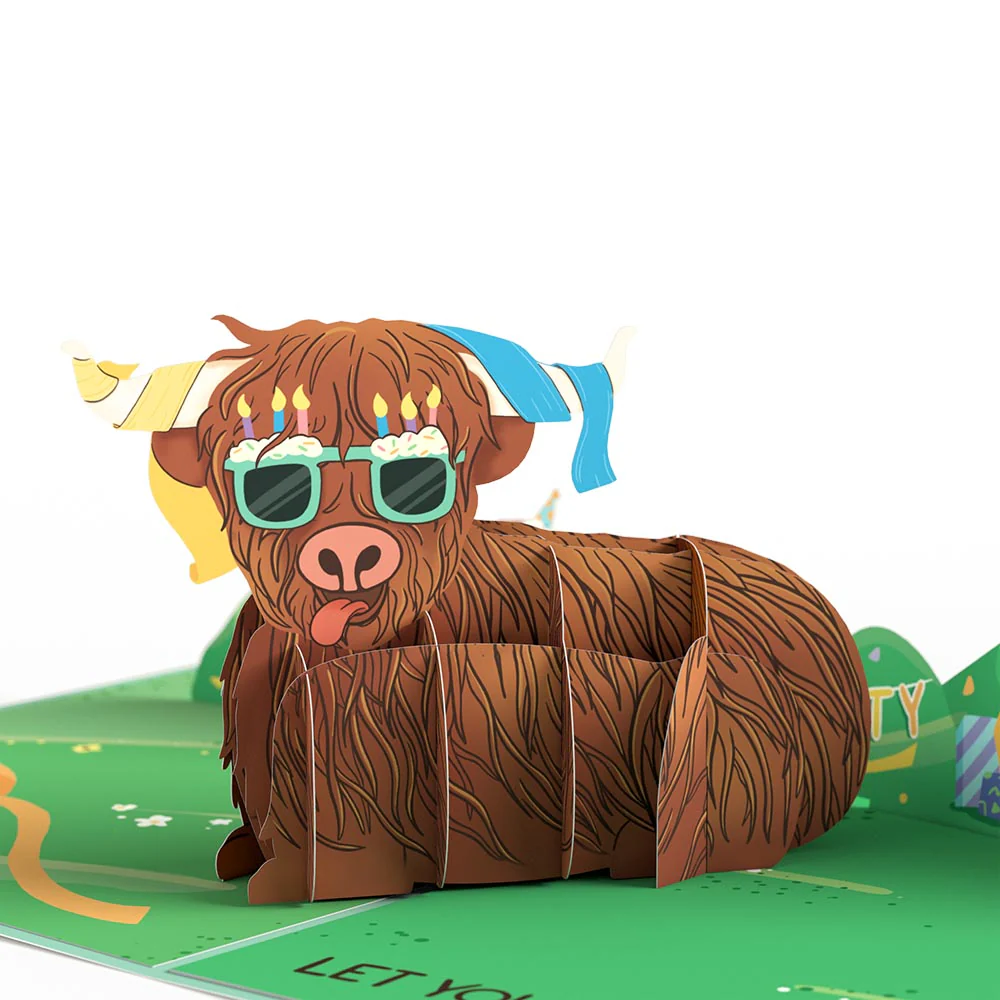 Highland Cow Birthday Pop-Up Card - Image 5