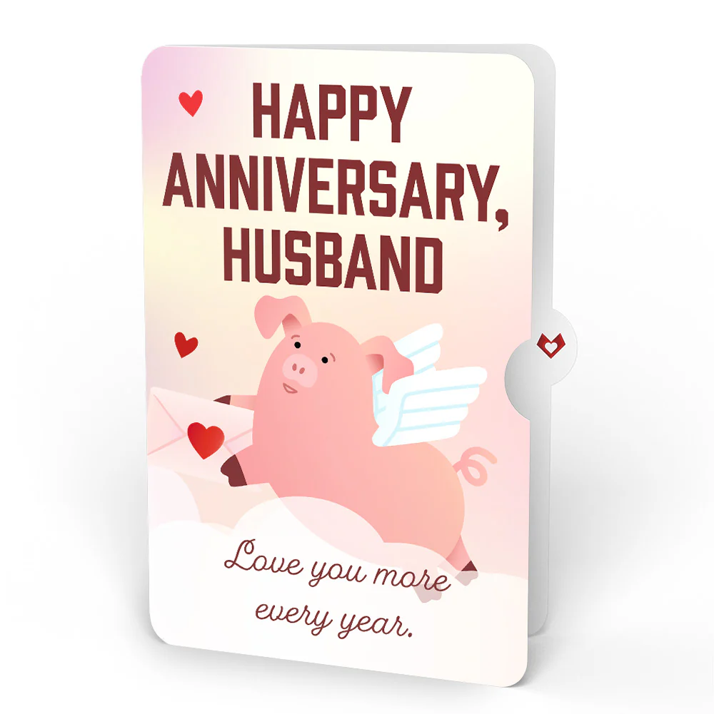 Hogs and Kisses Anniversary Music and Light Pop-Up Card and Sentiment Set for Husband - Image 4