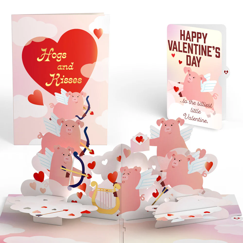 Hogs and Kisses Valentine Music and Light Pop-Up Card and Sentiment Set for Kid