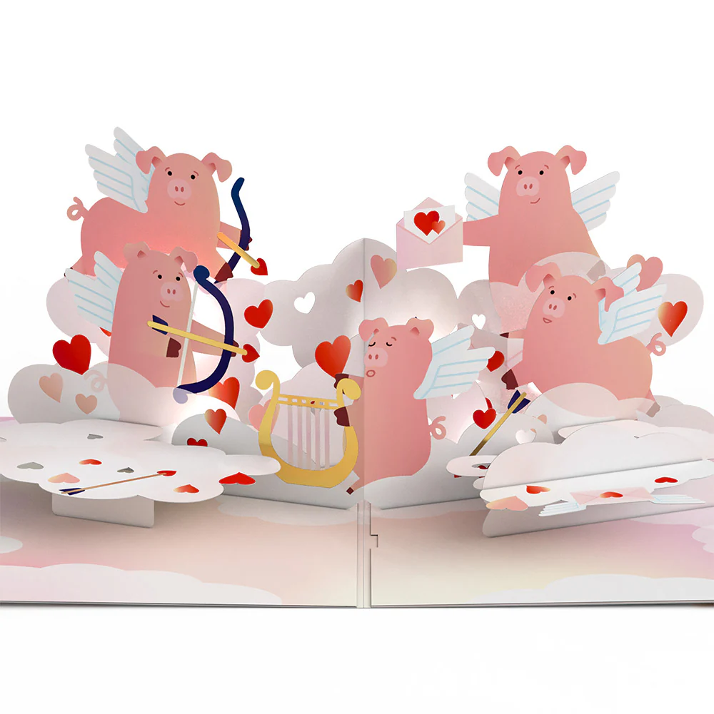 Hogs and Kisses Valentine Music and Light Pop-Up Card and Sentiment Set for Kid - Image 3