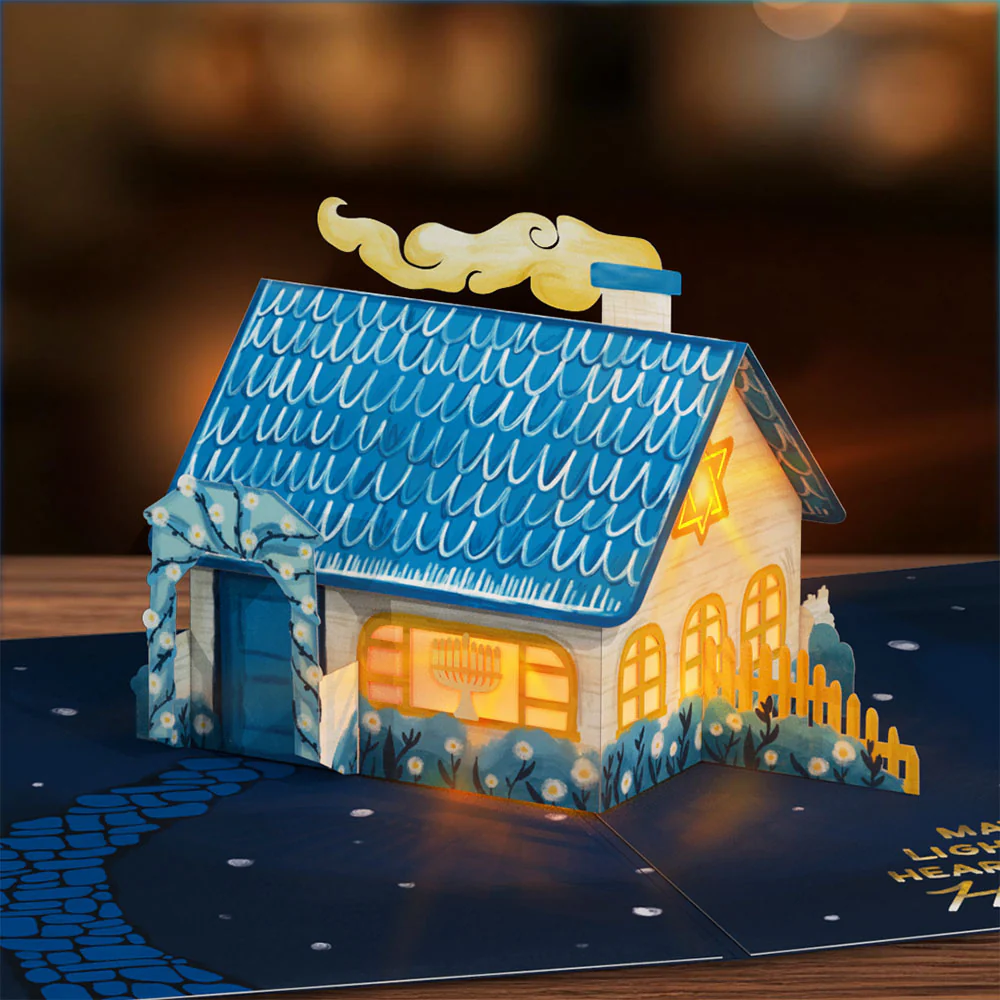 Home for Hanukkah Light-Up Pop-Up Card - Image 2