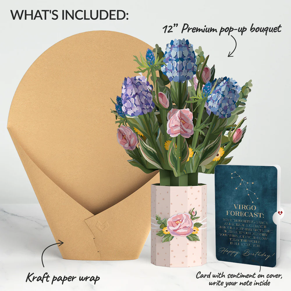 Hydrangea Birthday Bouquet and Virgo Zodiac Sentiment Set - Image 2