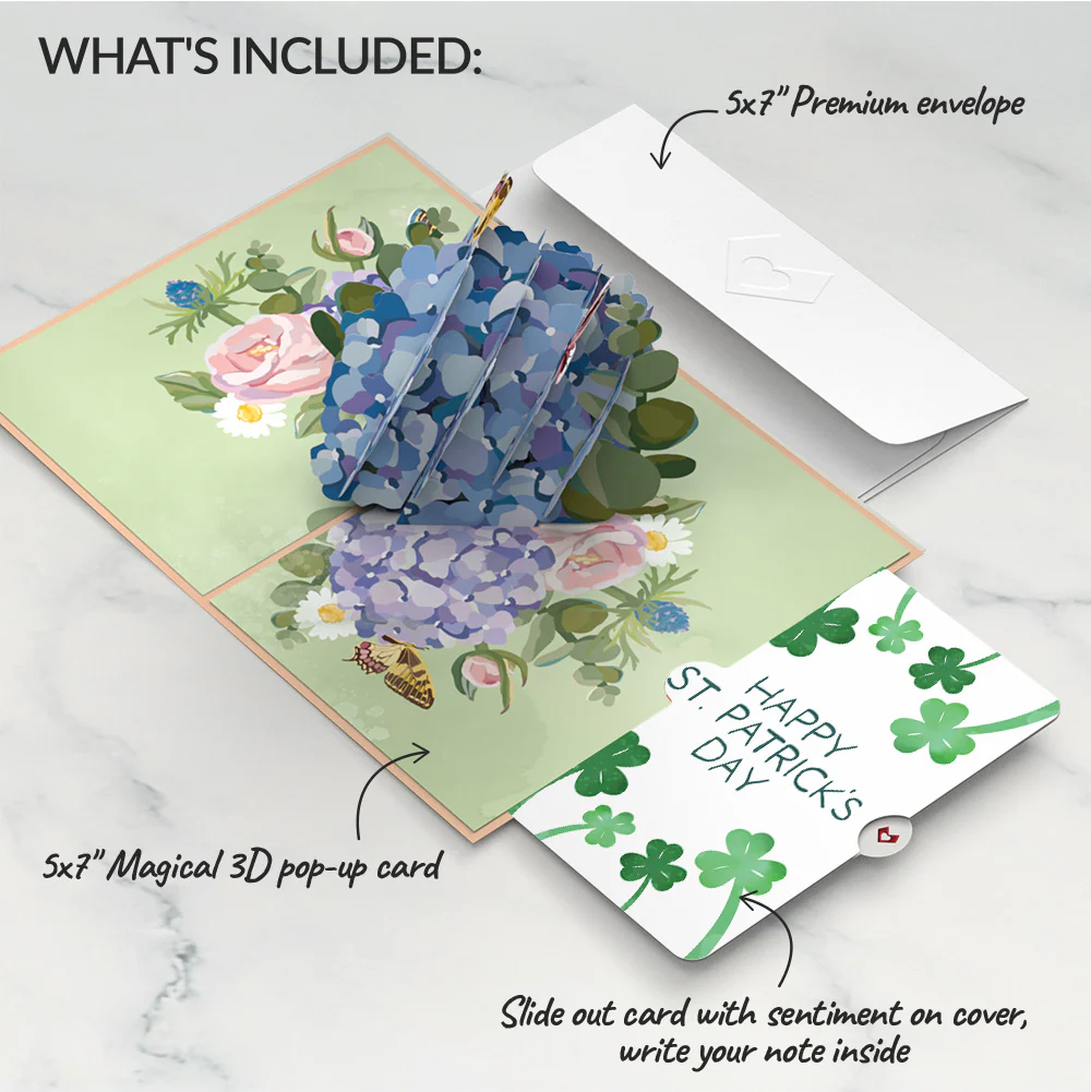 Hydrangea Butterflies St. Patrick’s Day Pop-Up Card and Sentiment Set - Image 2