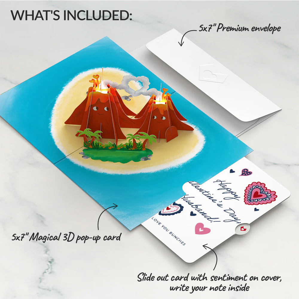 I Lava You Light-Up Pop-Up Card and Heart Motif Valentine Sentiment Set for Husband - Image 2
