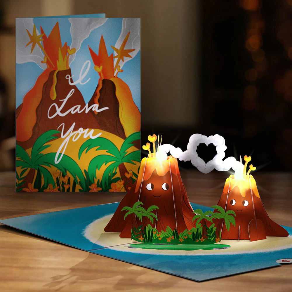 I Lava You Light-Up Pop-Up Card & Bouquet Bundle - Image 2