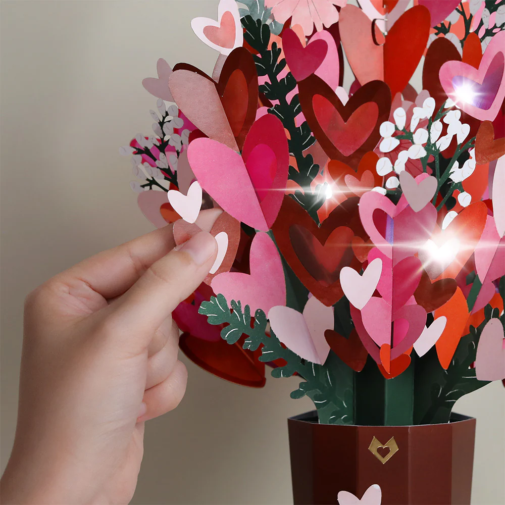 I Lava You Light-Up Pop-Up Card & Bouquet Bundle - Image 4