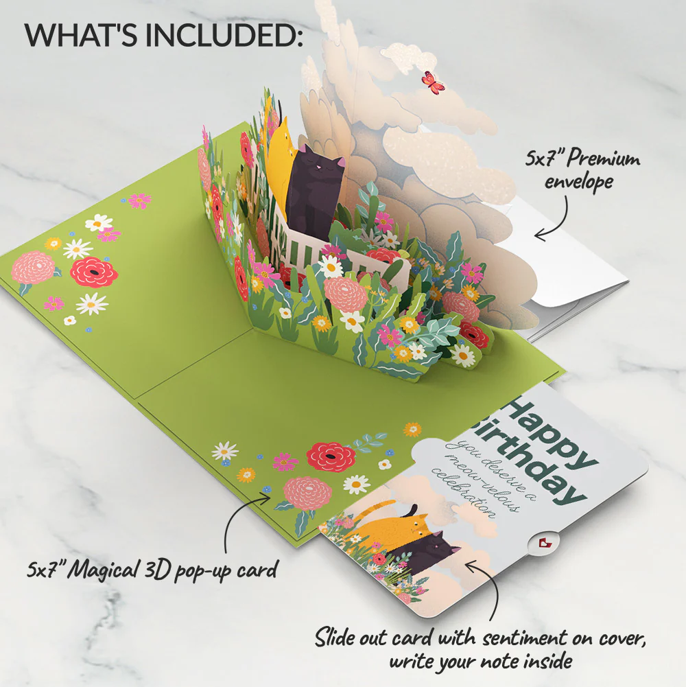 I Love Mew Cats Birthday Pop-Up Card and Sentiment Set - Image 2