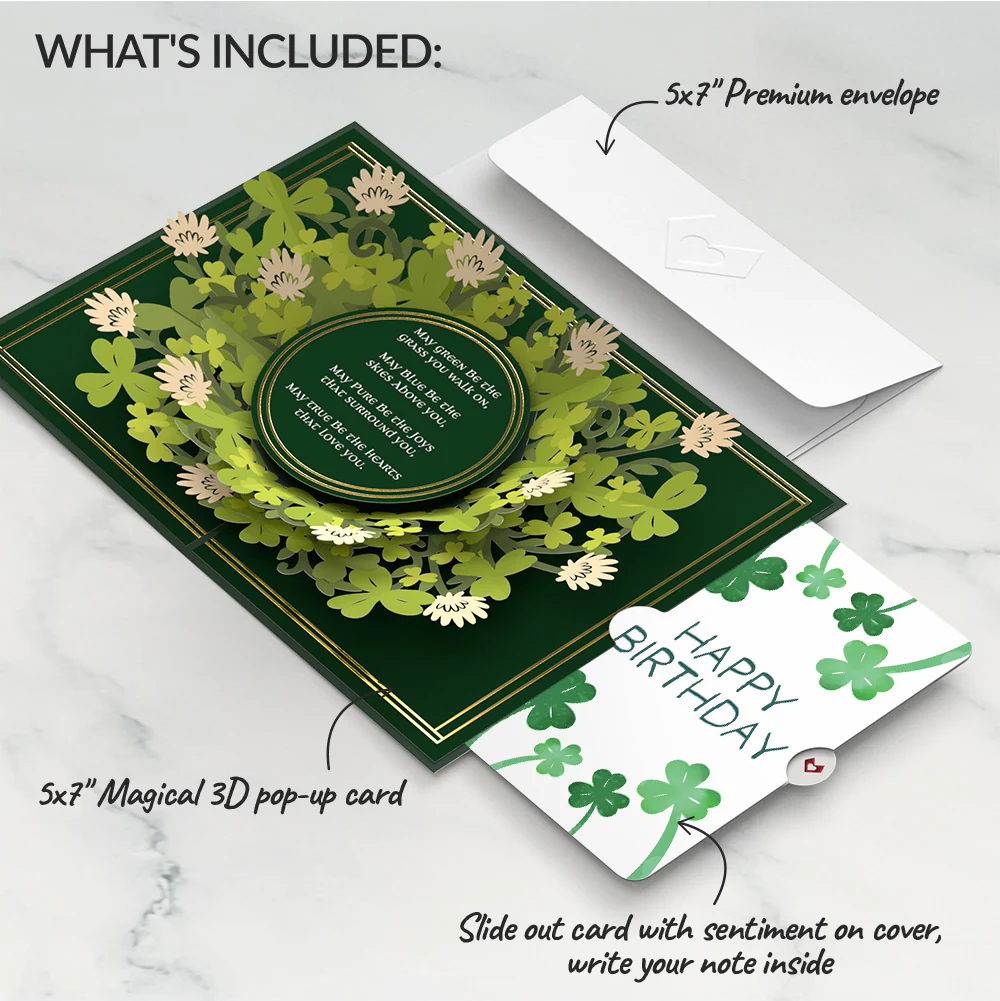 Irish Blessing Birthday Pop-Up Card and Sentiment Set - Image 2