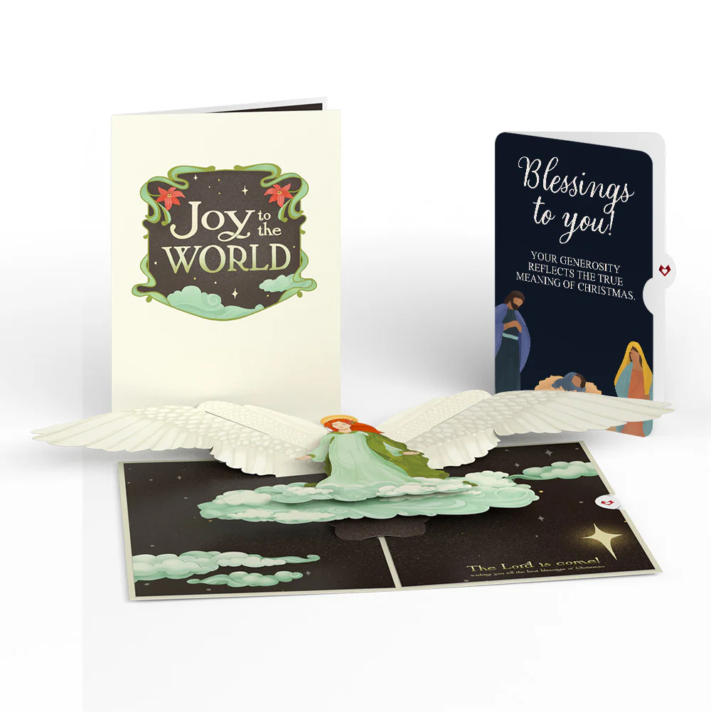 Joy to the World Christmas Angel Pop-Up Card and Nativity Blessings Sentiment Set