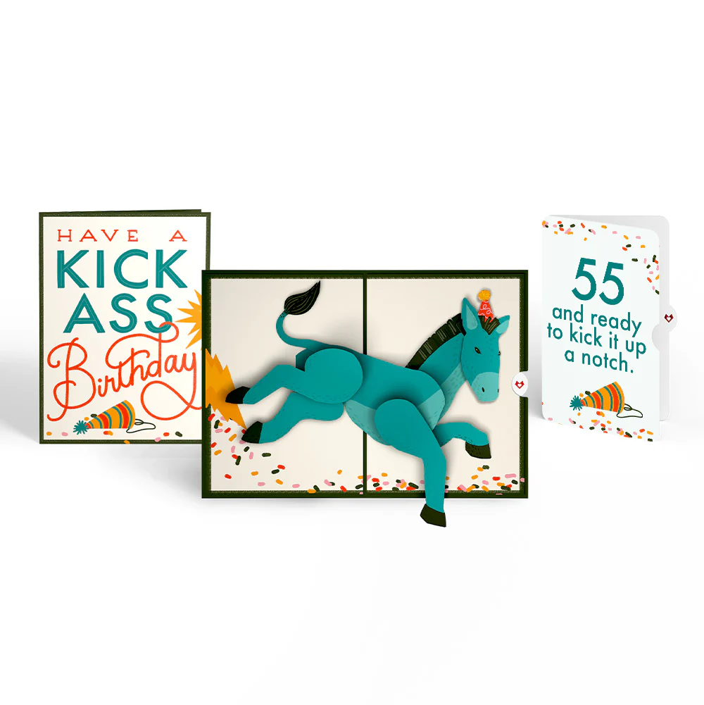 Kick Ass Birthday Pop-Up Card and 55th Kick It Up Sentiment Set