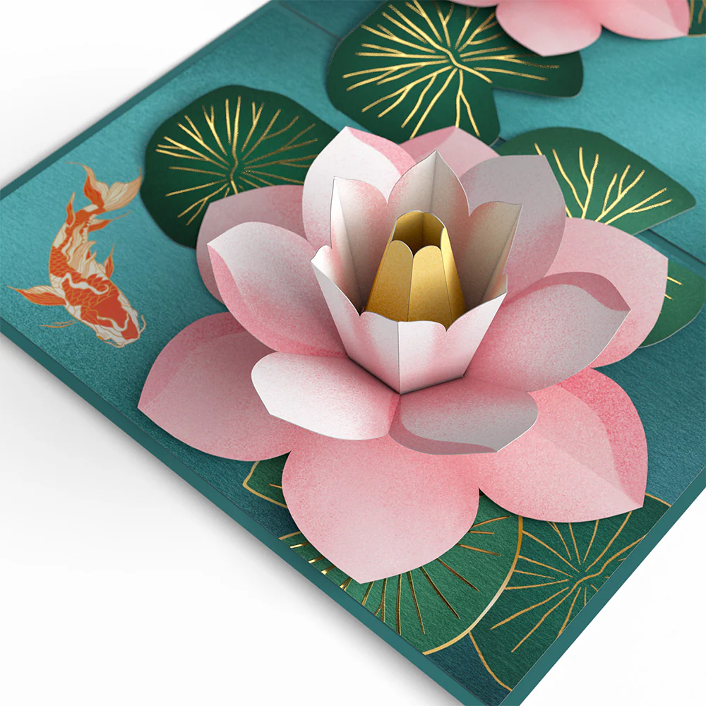 Koi Fish and Lotus Pond Birthday Pop-Up Card and Taurus Zodiac Sentiment Set - Image 3