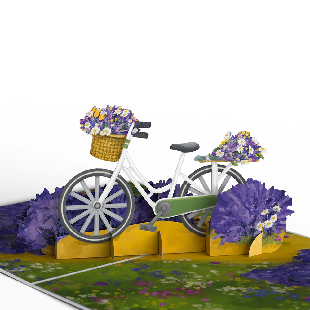Lavender Bicycle Birthday Pop-Up Card and Time to Party Sentiment Set - Image 3