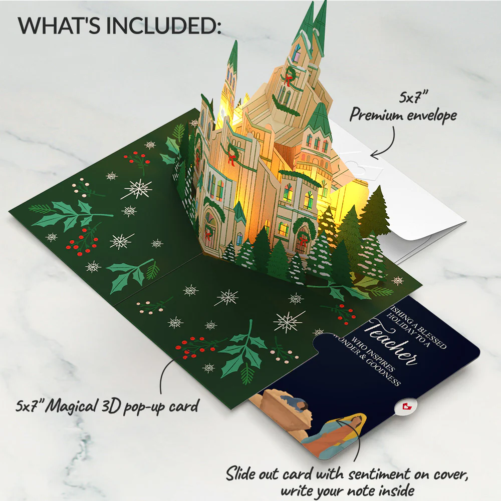 Let Heaven & Nature Sing Christmas Music and Lights Pop-Up Card and Sentiment Set for Teacher - Image 2