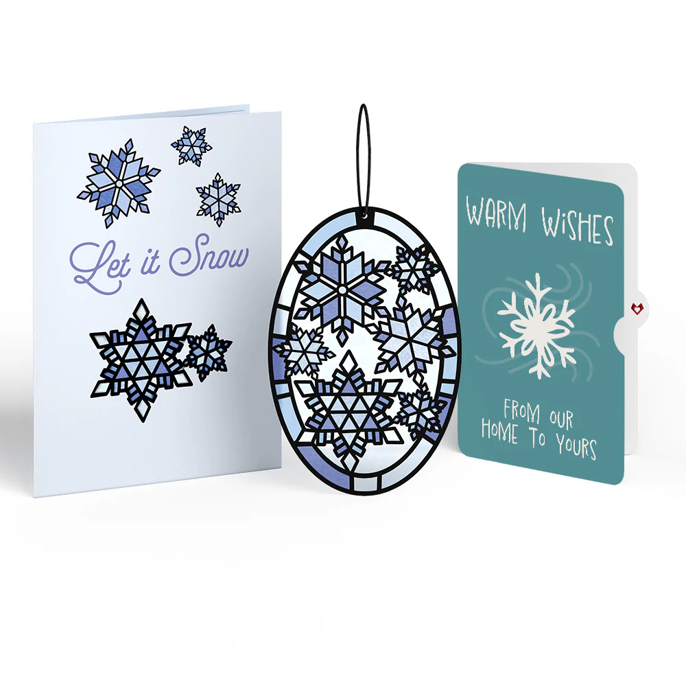 Let It Snow Snowflakes Holiday Suncatcher Card and Sentiment Set