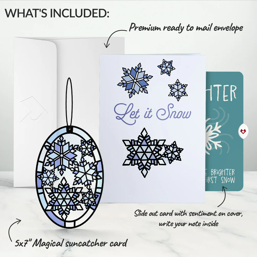 Let It Snow Snowflakes Winter Suncatcher Card and Sentiment Set for Daughter - Image 2
