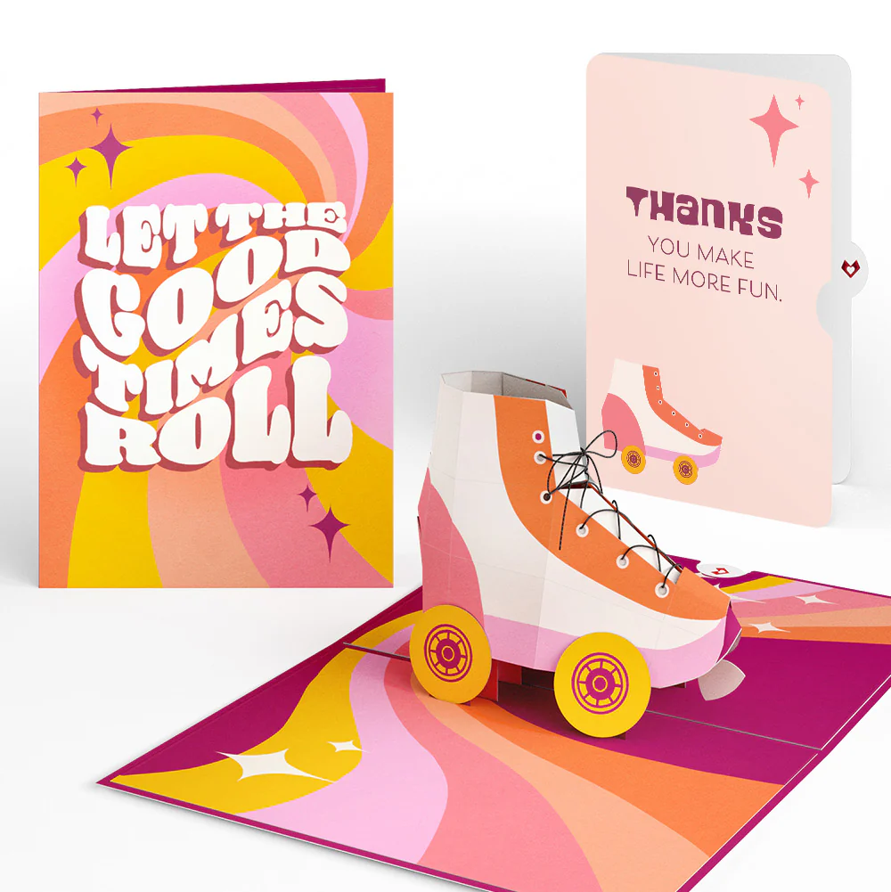 Let the Good Times Roll Roller Skate Thank You Pop-Up Card and Sentiment Set