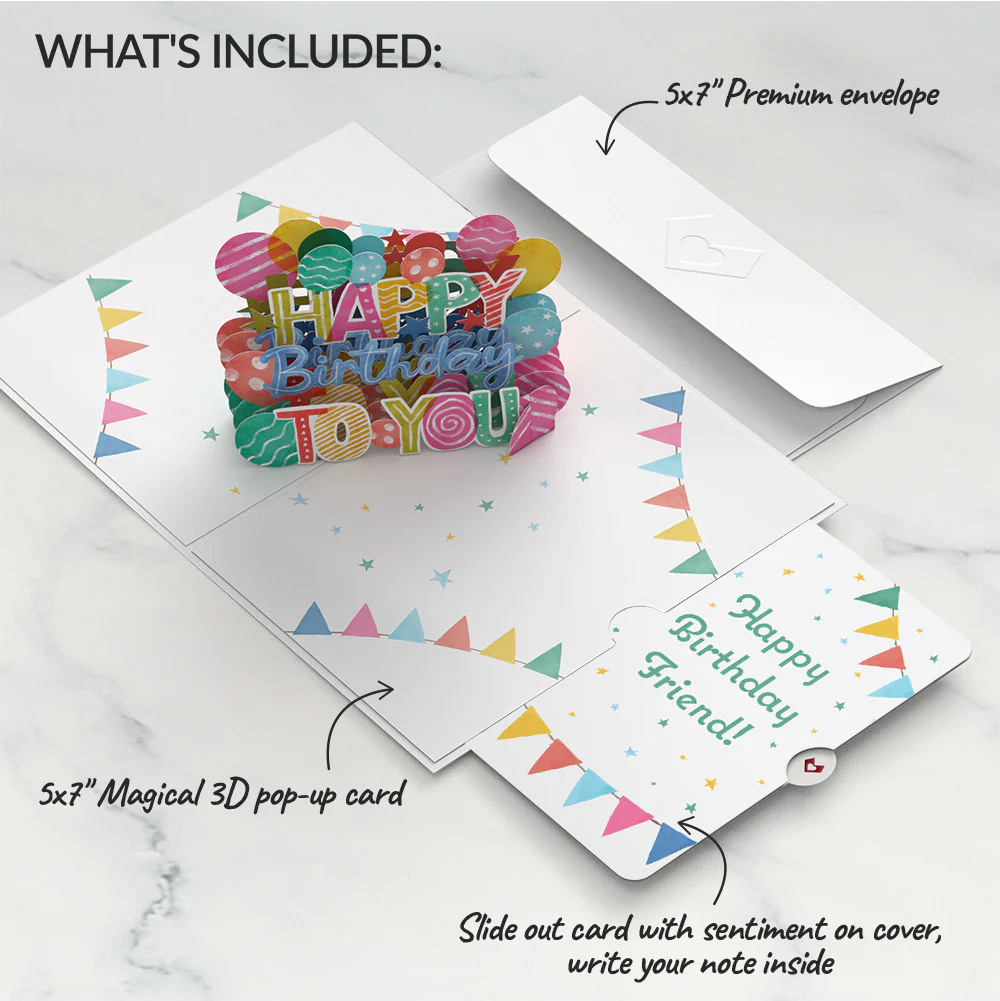 Let's Celebrate Birthday Pop-Up Card and Sentiment Set for Friend - Image 2