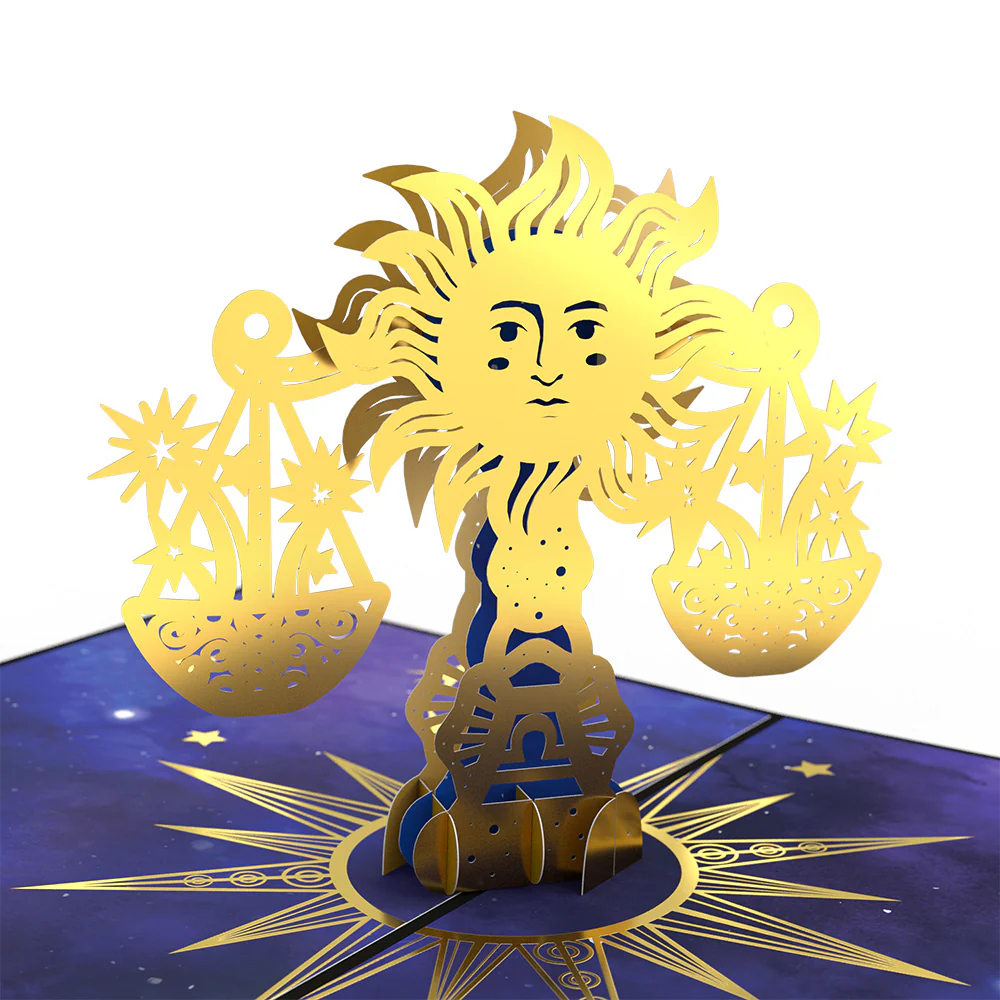Libra Zodiac Birthday Pop-Up Card and Sentiment Set - Image 3