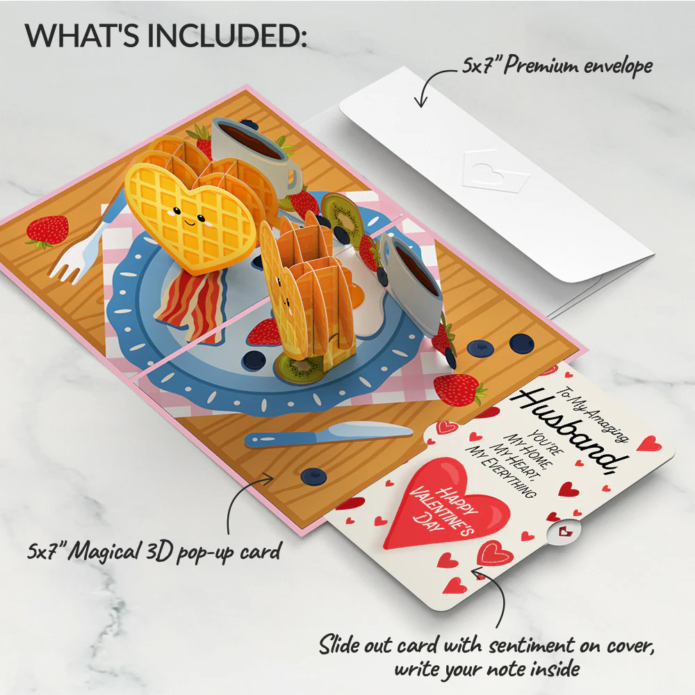 Like You a Waffle-Lot Valentine Pop-Up Card and Sentiment Set for Husband - Image 2