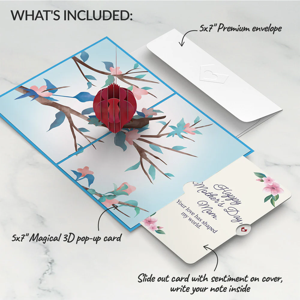 Love Cardinal Mother's Day Pop-Up Card and Sentiment Set for Mom - Image 2