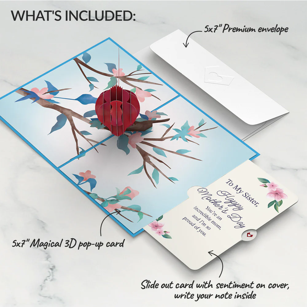 Love Cardinal Mother's Day Pop-Up Card and Sentiment Set for Sister - Image 2