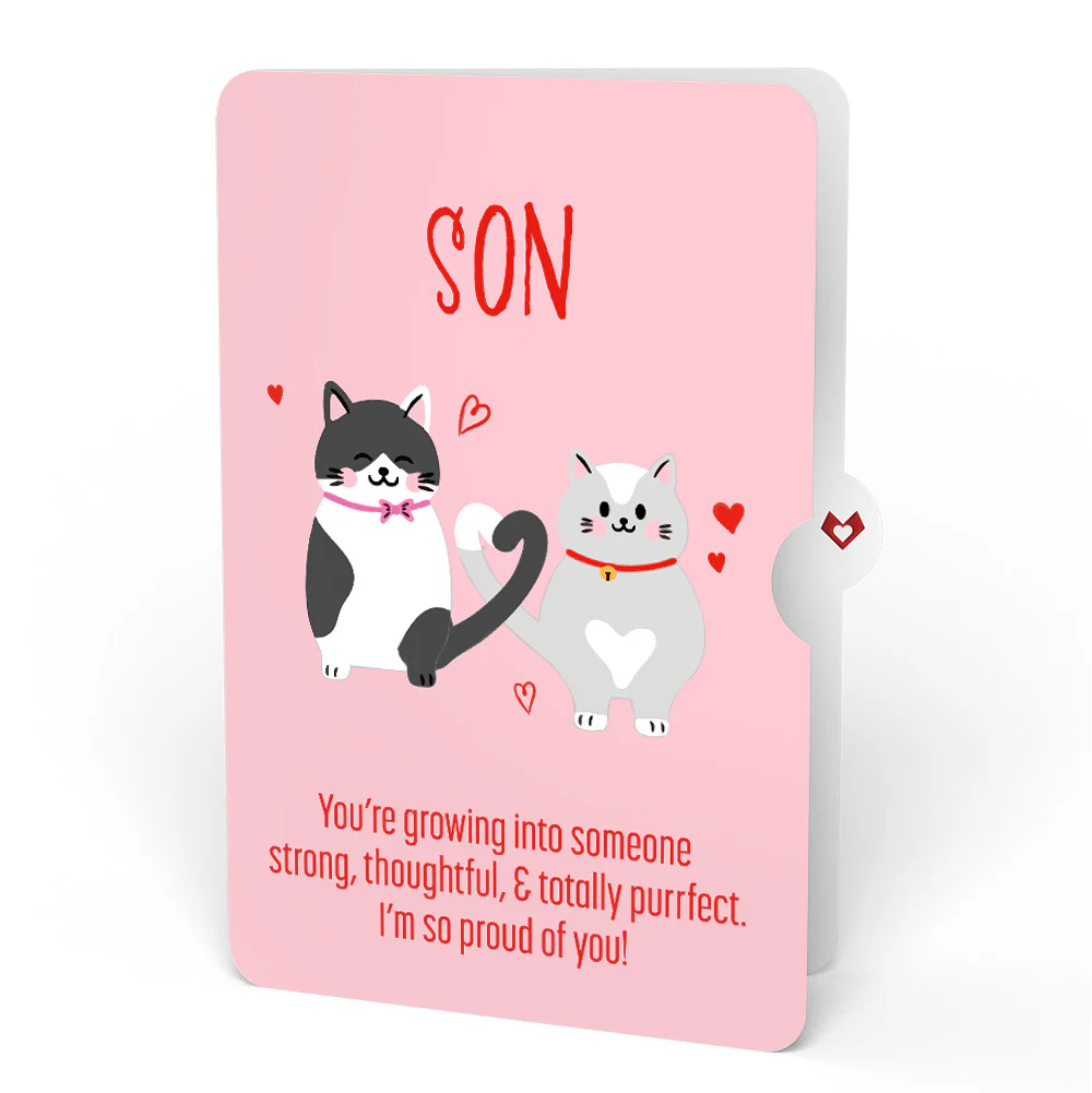 Love Cats Encouragement Pop-Up Card and Sentiment Set for Son - Image 4