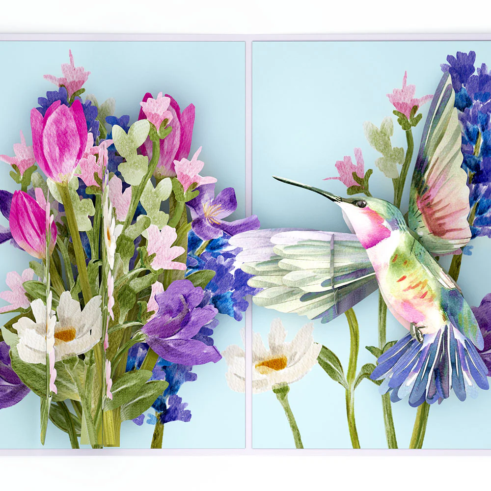 Love in Bloom Hummingbird Pop-Up Card - Image 2