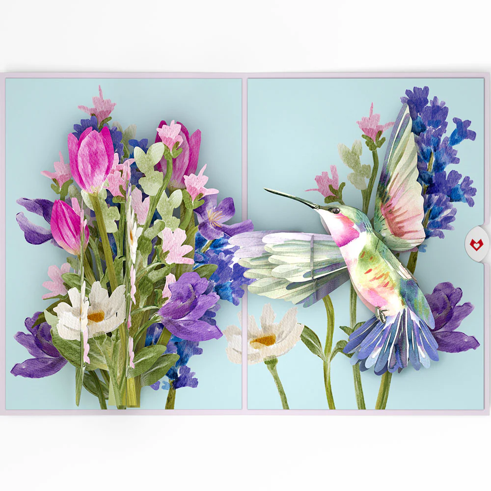 Love in Bloom Hummingbird Pop-Up Card - Image 3