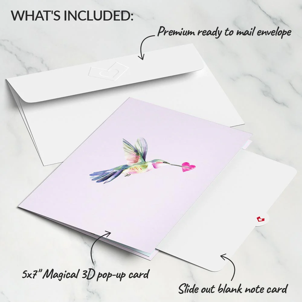 Love in Bloom Hummingbird Pop-Up Card - Image 5