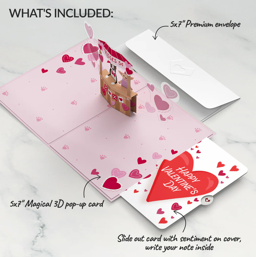 Love You Furever Dog Kisses Valentine Pop-Up Card and Big Sweet Heart Sentiment Set - Image 2