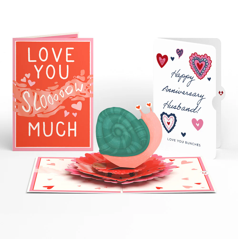 Love You Slow Much Snail Anniversary Pop-Up Card and Sentiment Set for Husband