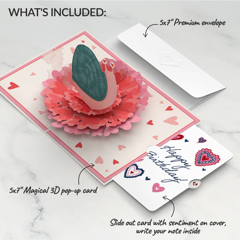 Love You Slow Much Snail Birthday Pop-Up Card and Sentiment Set - Image 2