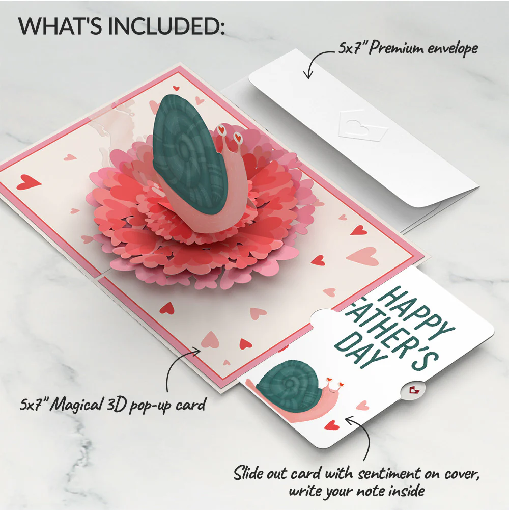 Love You Slow Much Snail Father’s Day Pop-Up Card and Sentiment Set for Dad - Image 2