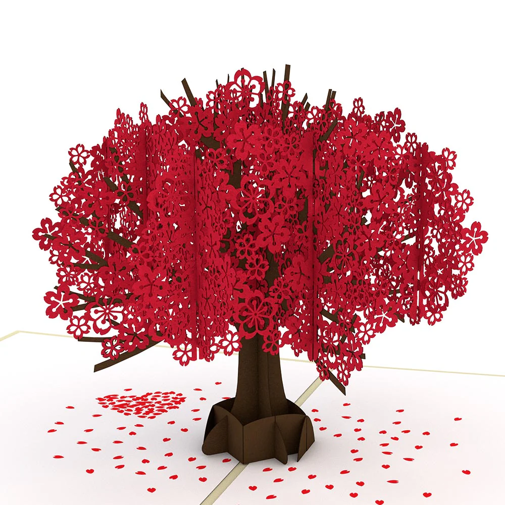 Red Sakura Tree Eres El Amor De Mi Vida Valentine Pop-Up Card and Sentiment Set - Image 3