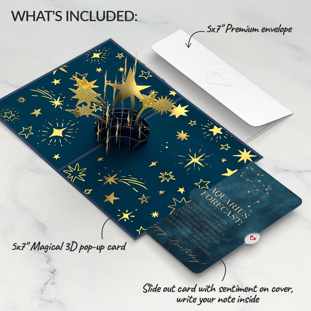 You're a Star Birthday Pop-Up Card and Aquarius Zodiac Sentiment Set - Image 2