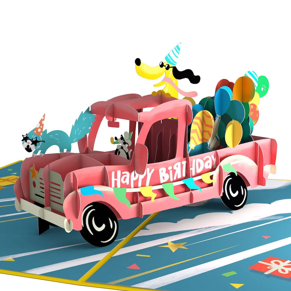 80th Birthday Truck Pop-Up Card and Sentiment Set - Image 3