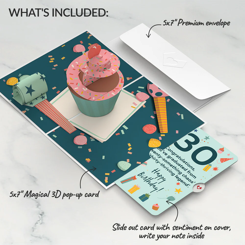 30th Birthday Cupcake Pop-Up Card and Sentiment Set - Image 2