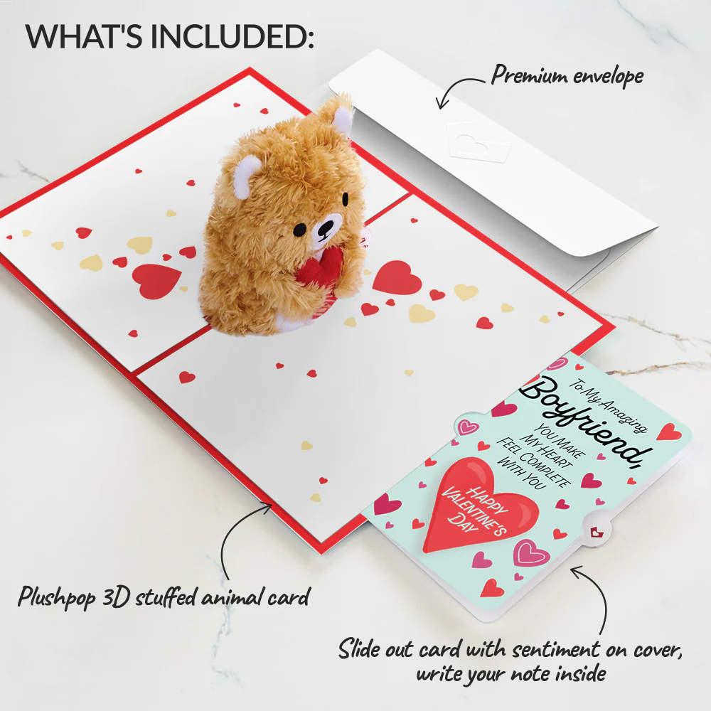 You're The Beary Best Valentine Plushpop Card and Sentiment Set for Boyfriend - Image 2