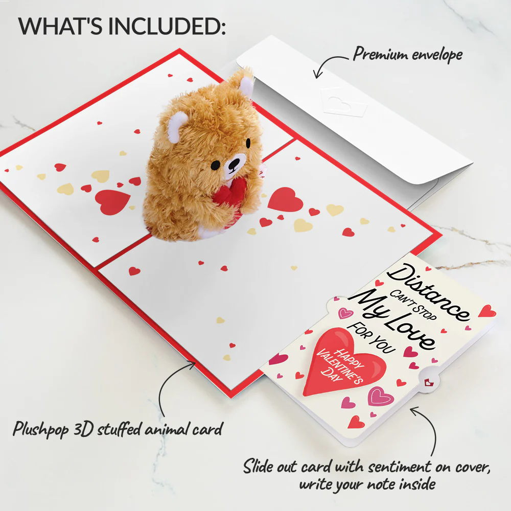 You're The Beary Best Distance Can't Stop My Love Valentine Plushpop Card and Sentiment Set - Image 2