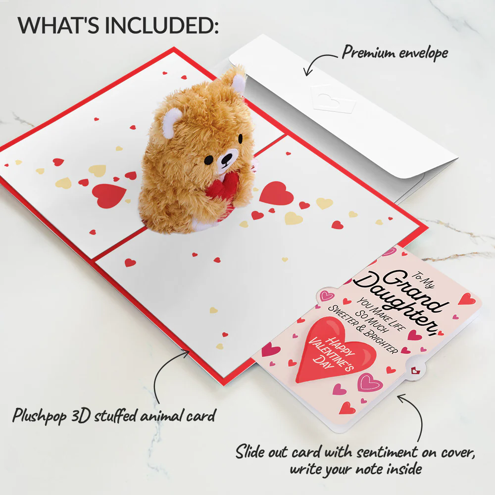 You're The Beary Best Valentine Plushpop Card and Sentiment Set for Granddaughter - Image 2