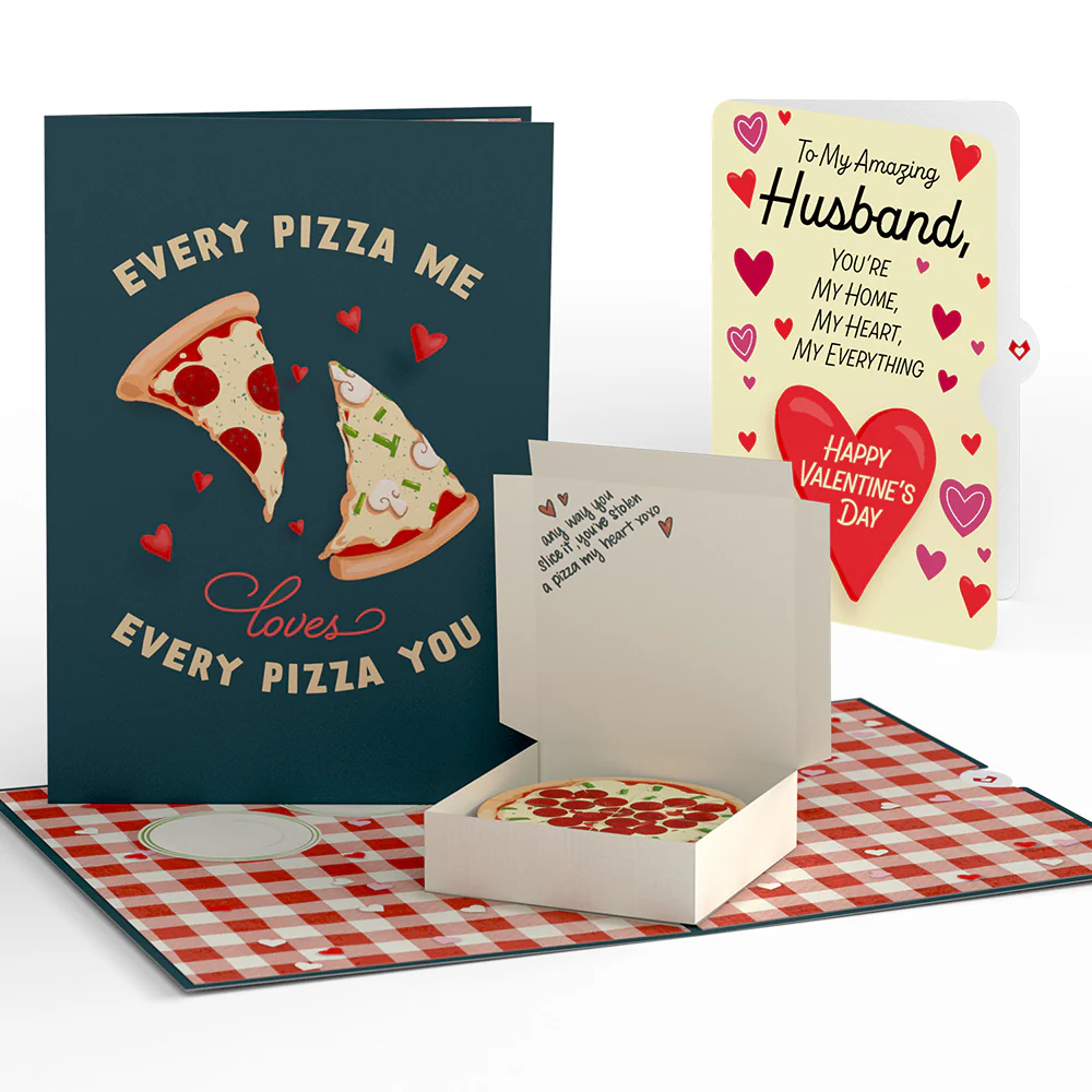 Pizza Love Valentine Pop-Up Card and Sentiment Set for Husband
