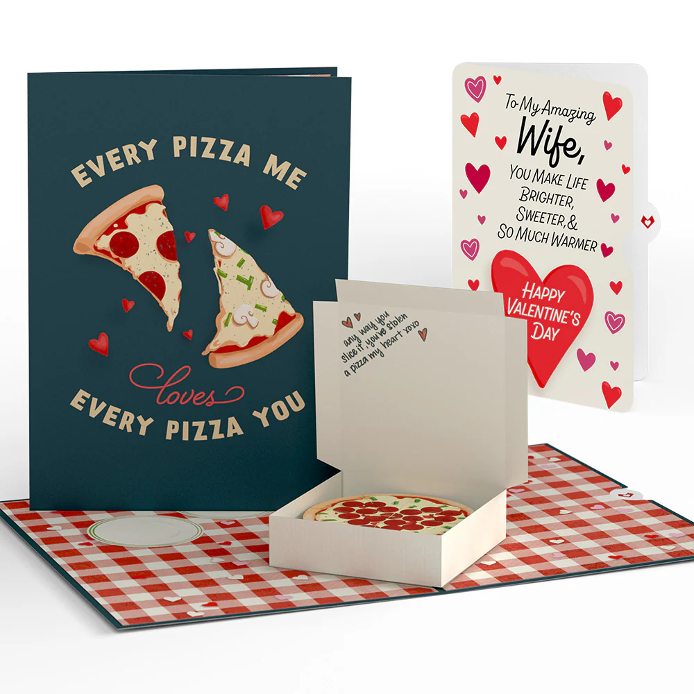 Pizza Love Valentine Pop-Up Card and Sentiment Set for Wife