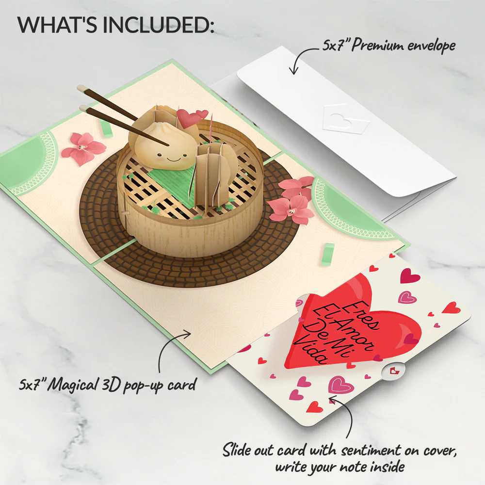 You're All That and Dim Sum Eres El Amor De Mi Vida Valentine Pop-Up Card and Sentiment Set - Image 2