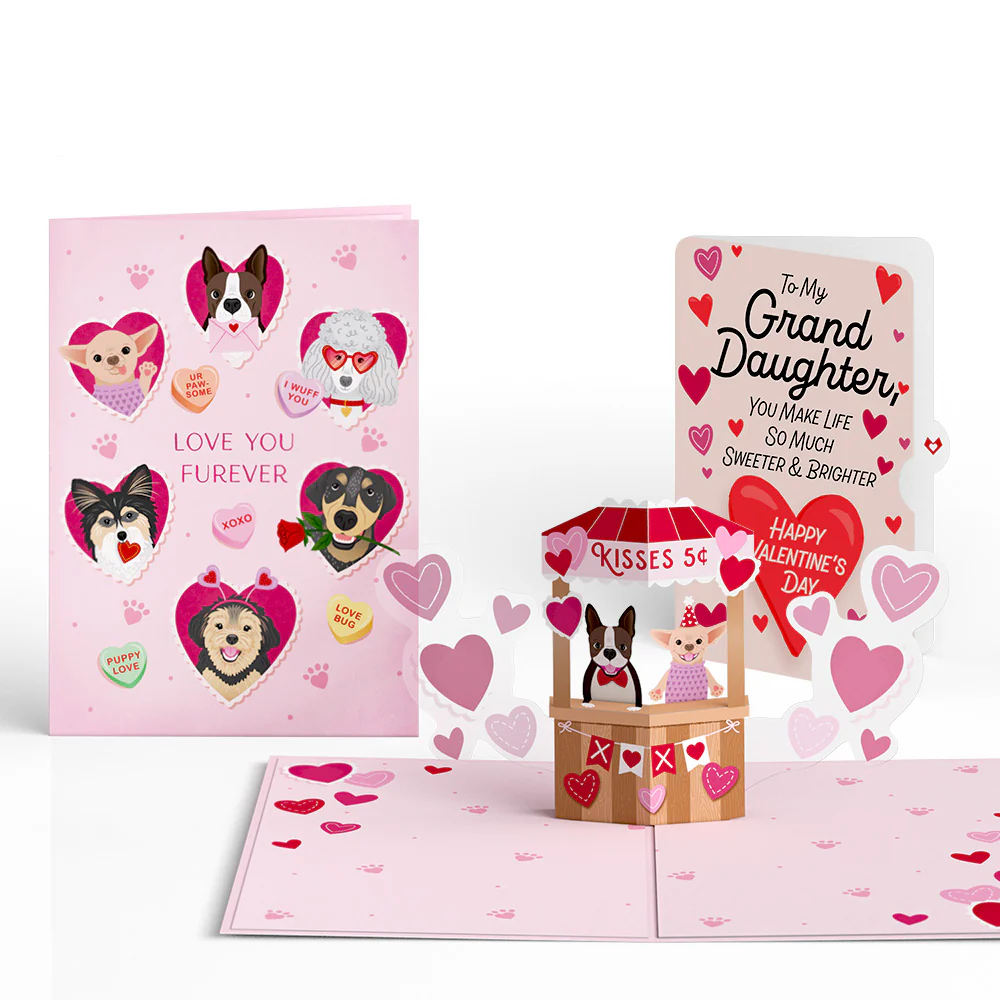 Love You Furever Dog Kisses Valentine Pop-Up Card and Sentiment Set for Granddaughter