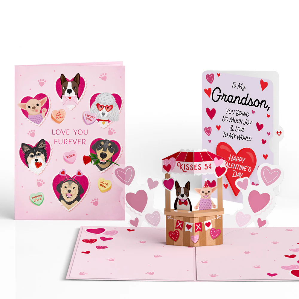 Love You Furever Dog Kisses Valentine Pop-Up Card and Sentiment Set for Grandson
