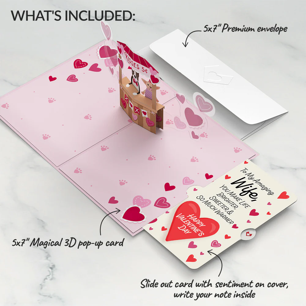 Love You Furever Dog Kisses Valentine Pop-Up Card and Sentiment Set for Wife - Image 2