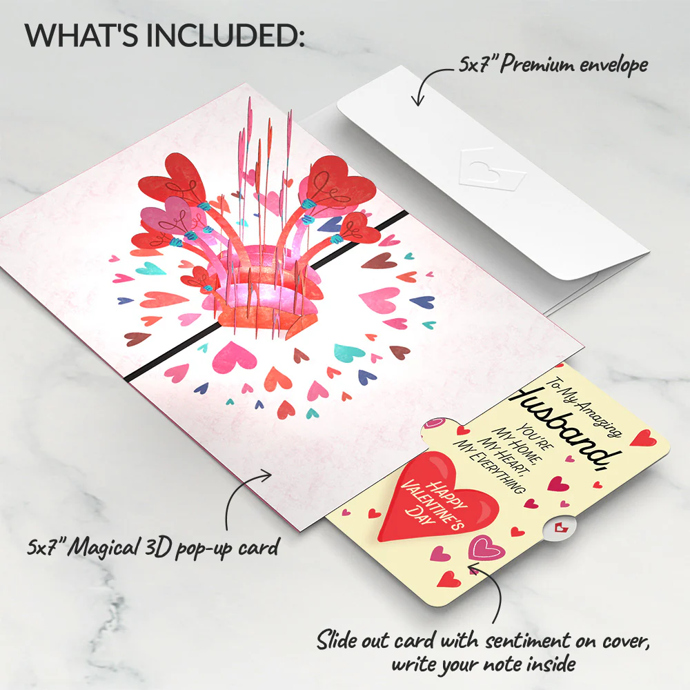 You Light Up My Life Valentine Light-Up Pop-Up Card and Sentiment Set for Husband - Image 2