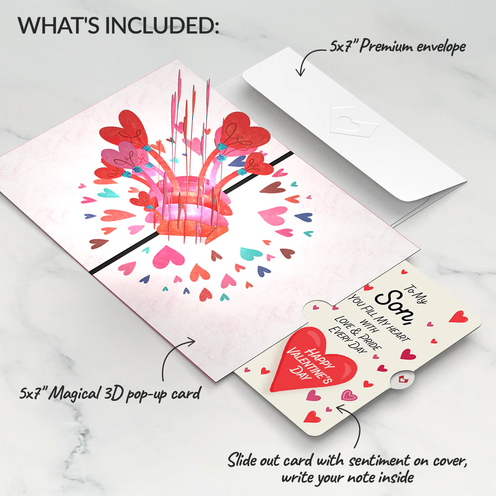 You Light Up My Life Valentine Light-Up Pop-Up Card and Sentiment Set for Son - Image 2