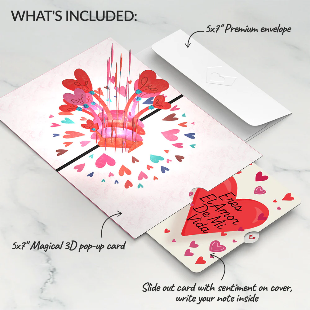 You Light Up My Life Eres El Amor De Mi Vida Valentine Light-Up Pop-Up Card and Sentiment Set - Image 2