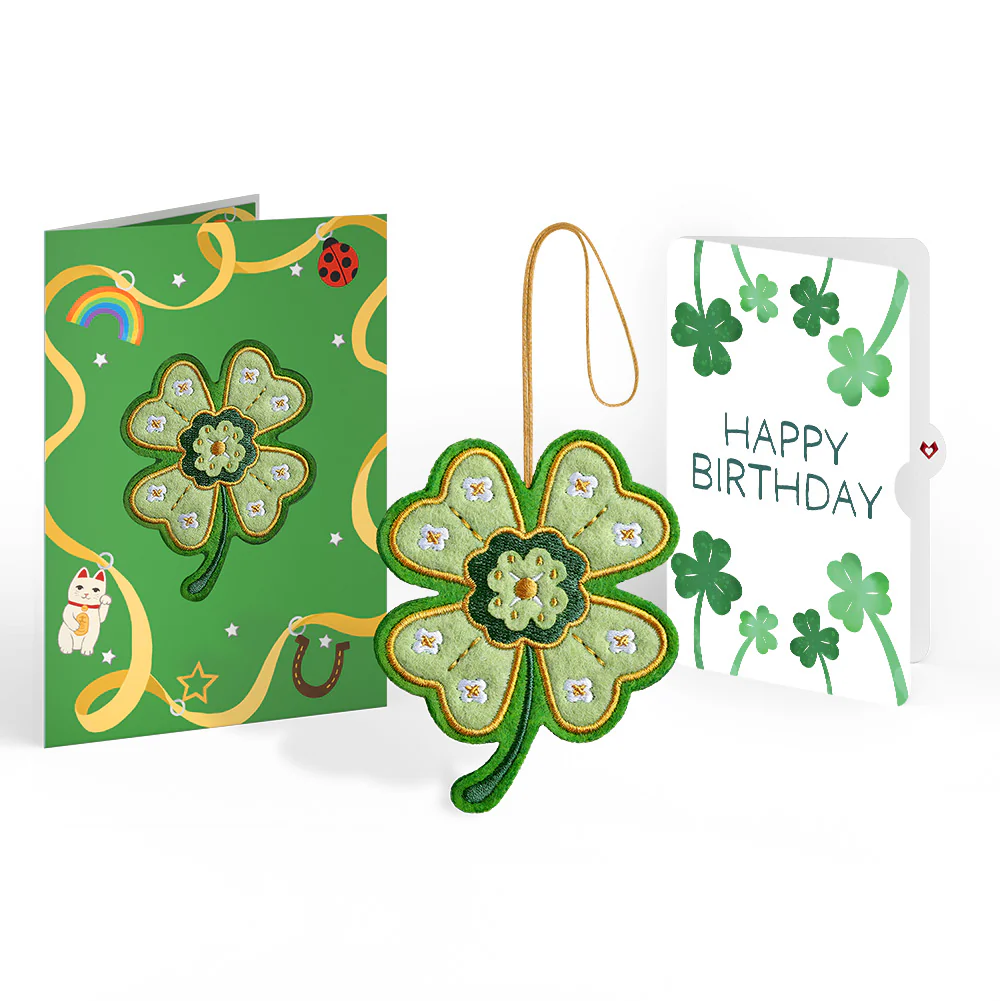 Lucky Clover Birthday Heartfelt Charm Card™ and Sentiment Set